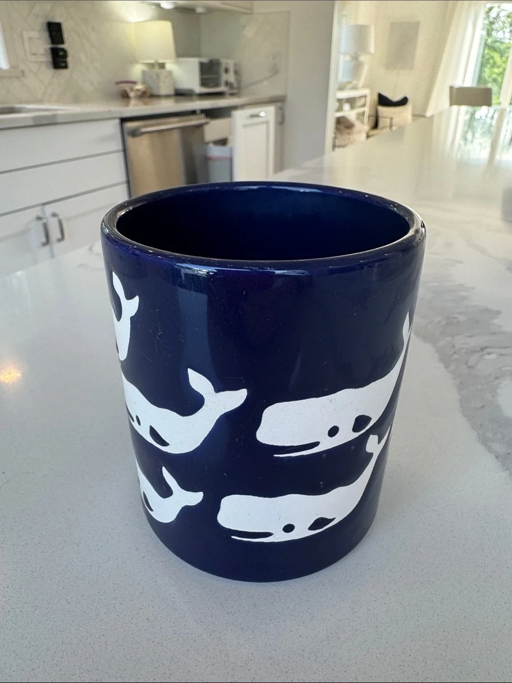 Vintage Waechtersbach W Germany Whales Mug Cobalt Blue White nautical